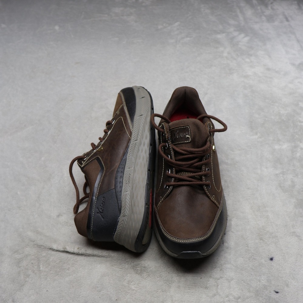 Xelero Men 11.5 Zurich Walking Shoes Brown Leather Lace Up Chunky Comfort Casual